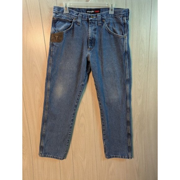 Wrangler Riggs Jeans Adult 34x30 Blue Denim Regular Fit Straight Cut Mens * - Picture 1 of 11